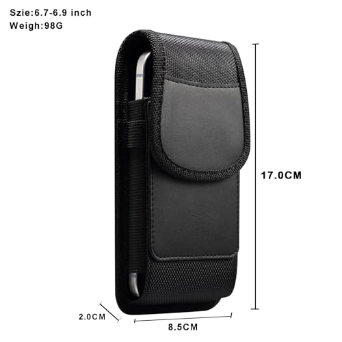 Cell Phone Holster Nylon Belt Pouch Metal Clip Holder Case for iPhone 17 Pro Max Samsung Galaxy S26 Ultra S25 FE S24 Ultra A16 A15 A26 A36 A17 Moto G Power 2025 Moto G 5G 2025 Moto Play 2024 (L) - size: L