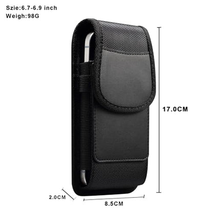 Cell Phone Holster Nylon Belt Pouch Metal Clip Holder Case for iPhone 17 Pro Max Samsung Galaxy S26 Ultra S25 FE S24 Ultra A16 A15 A26 A36 A17 Moto G Power 2025 Moto G 5G 2025 Moto Play 2024 (L) - size: L