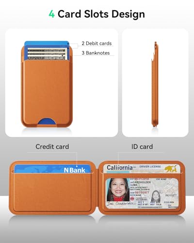 TWZKG for MagSafe Wallet, Works with Apple Find My,5 Card Holder with Stand - color: Findmy Brown