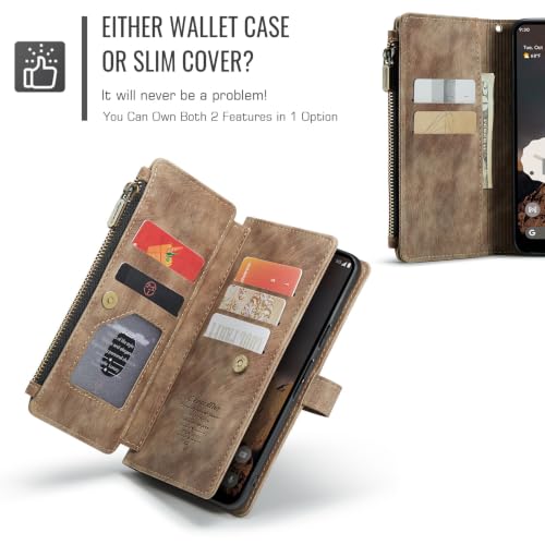 Google Pixel 11/Pixel 11 Pro 5G Wallet Case with Card Holder,Brown - color: Brown, size: Pixel 11/11 Pro 6.3 Inch