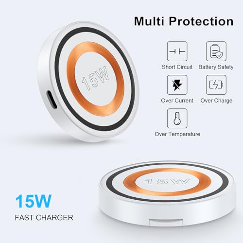 Magnetic Charger for Samsung Wireless Charger Fast Charging Pad Magsafe Wireless Charger Phone Charger Stand for Samsung S25 Ultra S25 Plus S25 S24 S23 S22 S21 S20,iPhone 17Pro Max 16 Plus 15 14 13 12 - color: White
