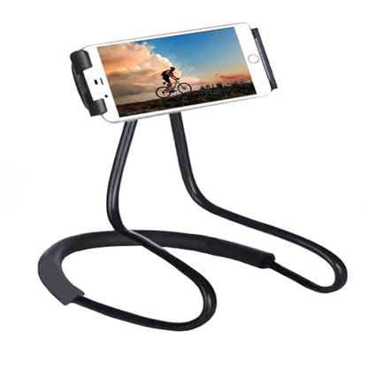 Neck Phone Holder - Universal Hanging On Neck Lazy Phone Holder DIY Free Rotating Stand on Table Smart Multiple Functions Mobile Phone Mount Stand(Black) - color: Black