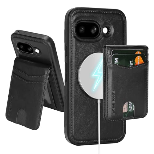 SkyEagle Compatible with Magsafe 2 in 1 Detachable Google Pixel 9a Wallet Case with Card Holder,Women Men Magnetic PU Leather Phone Case RFID Blocking Flip Kickstand Credit Slots,Black - color: Black, size: Google Pixel 9a