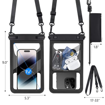 Double Space Waterproof Phone Pouch (2 Pack) - Universal Waterproof Phone Lanyard Case Compatible with iPhone 16/15/14/13/12 Pro Max & Smartphones up to 8", Essential Dry Bag for Beach (color-5)