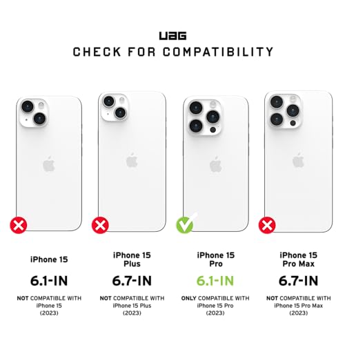 URBAN ARMOR GEAR UAG Case [Updated Ver.] Compatible with iPhone 15 Pro Case 6.1" Pathfinder Silver Built-in Magnet Compatible with MagSafe Charging Rugged Military Grade Dropproof Protective Cover - color: Silver