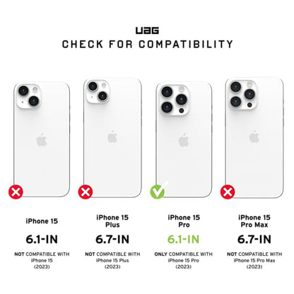URBAN ARMOR GEAR UAG Case [Updated Ver.] Compatible with iPhone 15 Pro Case 6.1" Pathfinder Silver Built-in Magnet Compatible with MagSafe Charging Rugged Military Grade Dropproof Protective Cover - color: Silver