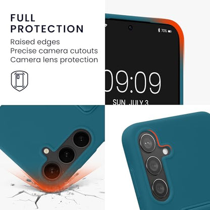 kwmobile Case for Samsung Galaxy S24 Plus Case - Soft TPU Cover with Silicone Coating - with Hand Strap and Stand Function - Shockproof - Teal Matte - color: teal matte, size: Galaxy S24 Plus