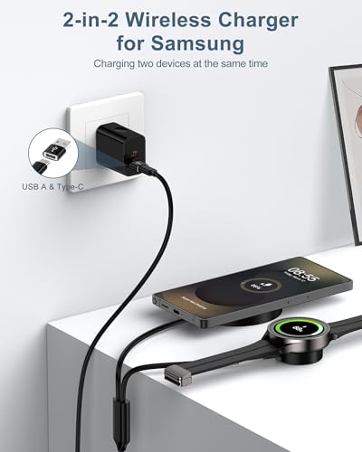 Galaxy Watch Charger Cable 2-in-1 15W Samsung Wireless Charger Fast Charge - color: Black-1