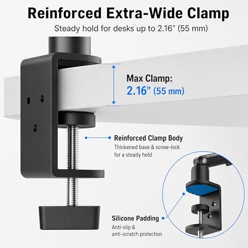 iPad Holder for Desk, Adjustable Tablet Arm iPad Desk Mount with C-Clamp - color: Black, size: 15.6" Slim Clamp