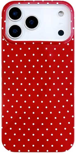 Qokey Compatible with iPhone 17 Pro Max Case, White Polka Dot TPU Glossy Case, Cute Simple Aesthetics Design for Girls Women, Lightweight Soft Slim Protection Fashionable Cover - Wine Red - color: White Dots & Wine Red