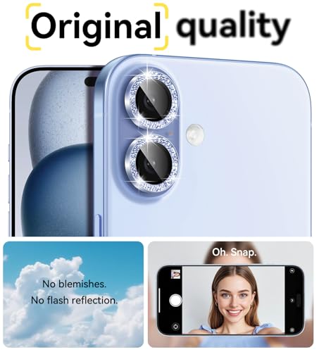 Matekxy for iPhone 17 Camera Lens Protector Glitter Individual Cover - color: Mist Blue