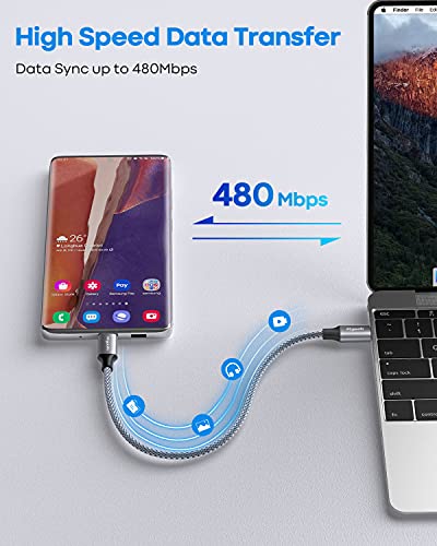 etguuds USB C to USB C Cable 1ft, 2-Pack 60W C to C Cable Fast Charging - color: Gray, size: 1ft