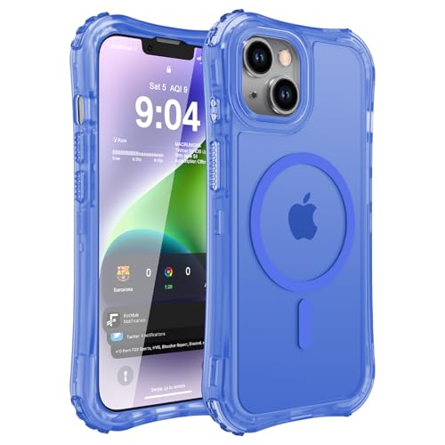 WRJ Magnetic Matte for iPhone 13 Case,iPhone 14 Case,[Compatible with MagSafe][Military Grade Drop Protection] Translucent Anti-Fingerprint Full Body Shockproof Phone Case-Ultramarine - color: Ultramarine, style: Matte
