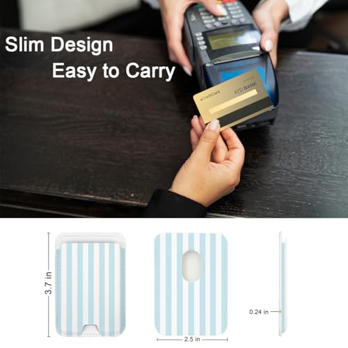 uCOLOR Upgraded Magnetic Cell Phone Wallet Card Holder-Compatible with MagSafe for iPhone 17/16/15/14/13/12 Series, Leather Magnetic Phone Wallet (Blue Stripes) - color: Blue Stripes