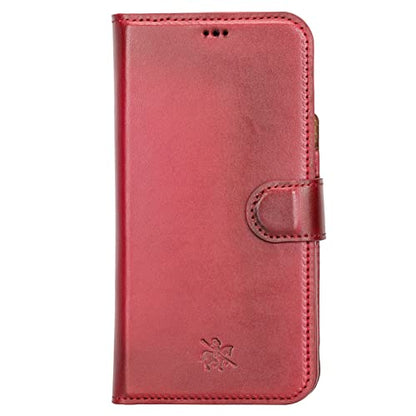 Venito Florence Leather Wallet Phone Case Compatible with iPhone 13 Pro Max (6,7 inch) - Extra Secure with RFID Blocking - Detachable Phone Wallet (Burnt Red) - color: Burnt Red, size: iPhone 13 Pro Max