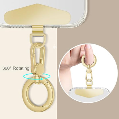 TENOC Metal Phone Tether with Spring Ring, Gold - color: Gold
