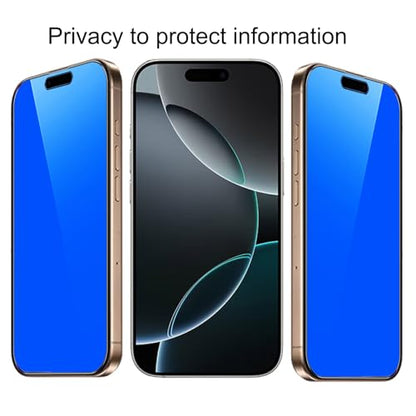 2 Piece Privacy Tempered Glass for iPhone 16 Pro Max 6.9 inch Anti-blue Anti-Spy Screen Protector Mirror Blue - size: for iPhone 16 Pro Max