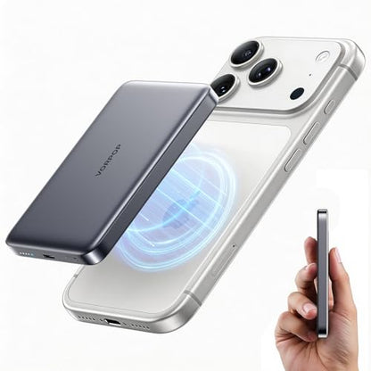10,000mAh Portable Charger for iPhone, Ultra-Slim Magnetic Power Bank