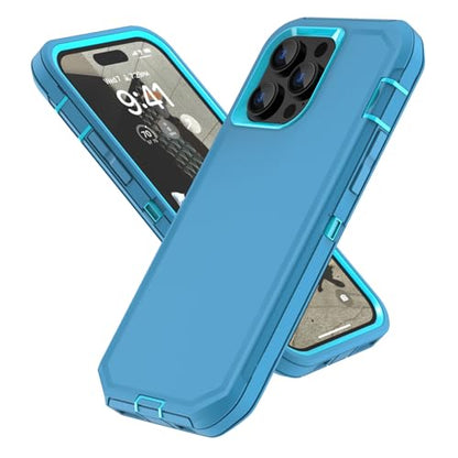 Sansunto for iPhone 13 Pro Max & iPhone 12 Pro Max Heavy Duty Shockproof Case, Full Body Protection Silicone Rubber with Hard PC Tough Rugged Durable Phone Cover for Boys & Men. (Teal/Turquoise) - color: Teal/Turquoise