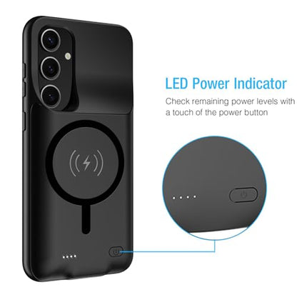 Battery Case for Galaxy S24 Plus, Upgraded 12000mAh Portable Protective Wireless Charging Case Compatible with Galaxy S24 Plus 5G (6.7 inch) Rechargeable Extended Battery Pack Charger Case (Black) - size: Galaxy S24 Plus -12000mAh