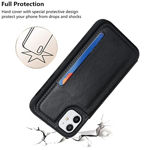 iCoverCase Compatible with iPhone 11 Case with Card Holder, Wallet Phone Case for Women Men RFID Blocking PU Leather Protective Case 6.1 Inch (Black) - color: Black
