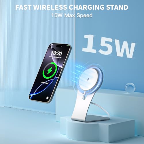 Magnetic Wireless Charger for Apple iPhone 17 Mag Safe Charging,USB-C Charger Block & 6FT 15W Fast Wireless Charging Pad Stand for iPhone 17/17Air/17Pro/17 ProMax/16/16 Plus/15/14/13/12 Series,AirPods
