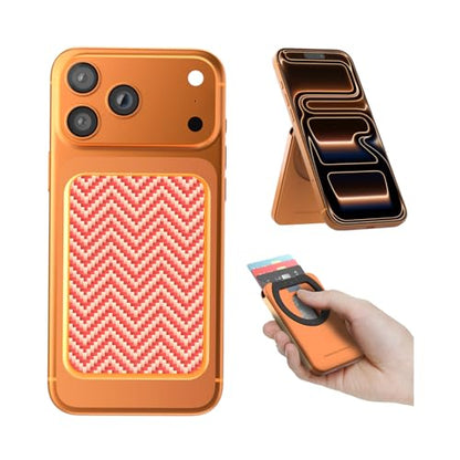 Nillkin FiberMate MagSafe Phone Wallet, RFID Blocking, Adjustable Stand - color: Orange