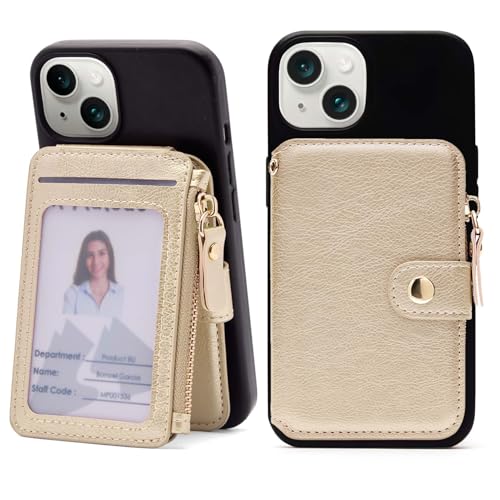 M-Plateau Small Wallet for Women, Phone Wallet with Zipper Coin Purse Credit Card Holder for Women Compatible with iPhone Case (Gold) - color: Gold