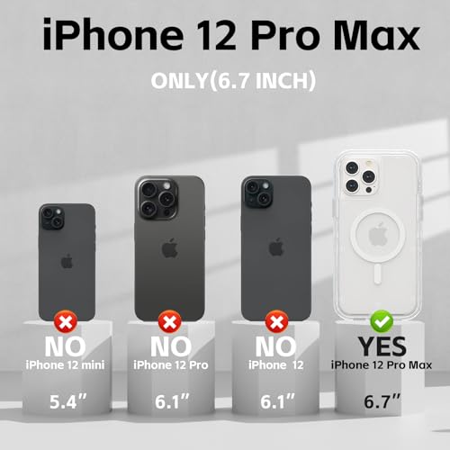 Follaroma Magnetic for iPhone 12 Pro Max Case, Heavy Duty Cases, Clear,6.7" | Compatible with MagSafe, Heavy Duty Shock proof Protection, Military-Grade Anti-Drop, Dual Layer Transparent Protective Cover - color: Clear, size: iPhone 12 Pro Max 6.7''