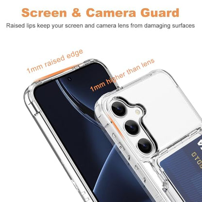 Wallet Case for Samsung Galaxy S25 with 3 Credit Card Holder Slot | Shockproof Hybrid Heavy Duty Protection Clear Phone Cover Compatible with Galaxy S25 (Clear) - color: Clear, size: Samsung Galaxy S25