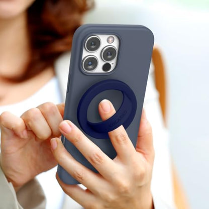 Encased Magnetic Phone Grip Holder (Compatible with MagSafe) Thin Silicone Finger Loop Ring for iPhone (Royal Blue) - color: Royal Blue