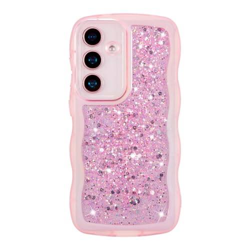 ZTOFERA for Samsung Galaxy A15 4G/5G 6.5" Case with Curly Wavy,Glitter Pink | Cute Curly Wavy Design Phone Case,Glitter Sequins,Luxury Aesthetic Bling Sparkly,Shockproof Protective - color: Glitter Pink, size: for Galaxy A15 4G/5G