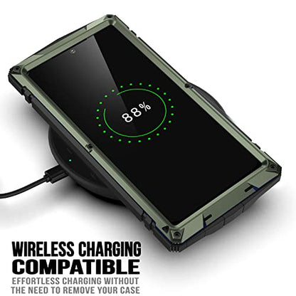 Simicoo for Samsung Galaxy S25 FE Metal Military Heavy Duty Case, Metallic Bumper Shockproof Dustproof Rugged Tough with Stand Screen Protector Camera Control Full Body Drop Protective Cover (Green) - color: Camouflage