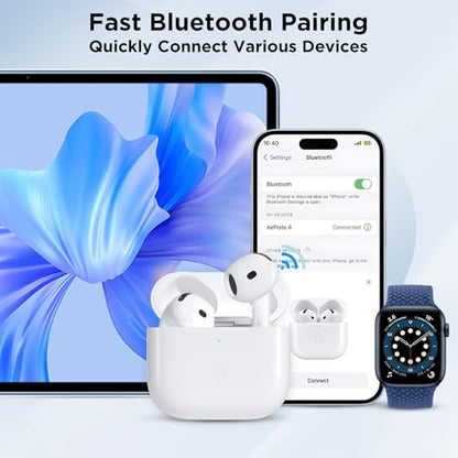 Wireless Charging Case for Airpods 4th Generation with USB-C Port, Replacement Charger Cases Compatible with AirPod 4 Gen, Air Pod 4th Type-C Charger with Pairing Sync Function (Only Case)