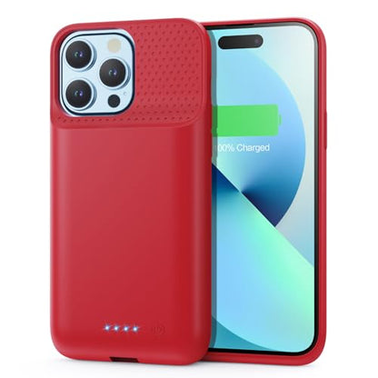 Feob Battery Charging Case for iPhone 12Pro Max/13Pro Max/14Pro Max/14 Plus (6.7 Inch), Powerful 8600mAh Portable Rechargeable Charger for iPhone 14ProMax/14Plus/13Promax/12Promax Battery Case-Red - color: Red