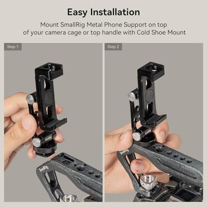 SMALLRIG Metal Phone Holder Support with Cold Shoe Mount, Universal Smartphone Adapter Support Free Adjustment Joints, Phone Tripod Mount for iPhone 17/16/15, for Samsung Galaxy etc-4382 - style: Cold Shoe Interface