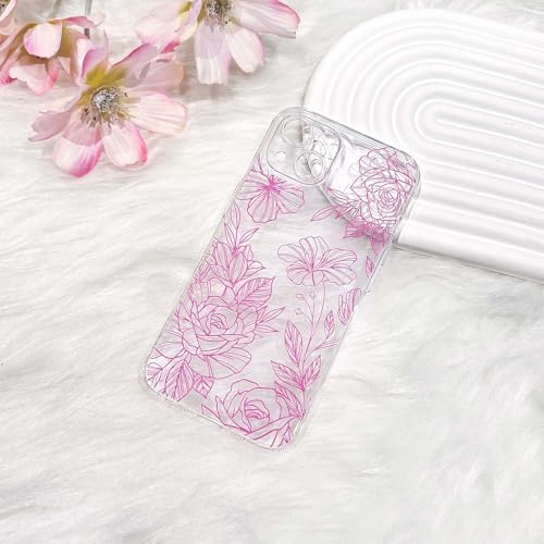 NITITOP Compatible for iPhone 17 Case Cute Clear Floral Flower - Pink | for Girls Women , Girly , Aesthetic , Soft TPU , Full Camera Lens , Protective , Shockproof Phone Cover - color: Pink