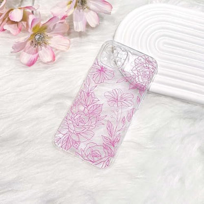 NITITOP Compatible for iPhone 17 Case Cute Clear Floral Flower - Pink | for Girls Women , Girly , Aesthetic , Soft TPU , Full Camera Lens , Protective , Shockproof Phone Cover - color: Pink