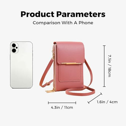 Small Touchscreen Phone Crossbody Bag for Women – Anti-Theft, RFID Blocking, Waterproof Leather Messenger Purse - color: Black