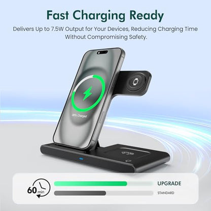 Wireless Charger Fast Charging Station 3 in 1 Charger Stand for Table