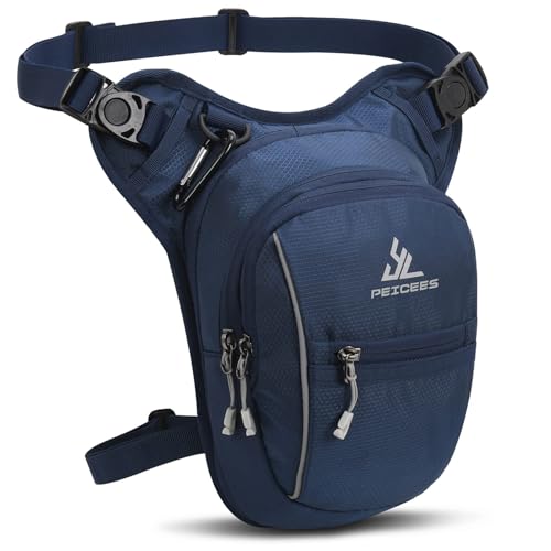 Peicees Motorcycle Leg Bag for Men Womens Thigh Bag, Expandable - color: Dark Blue