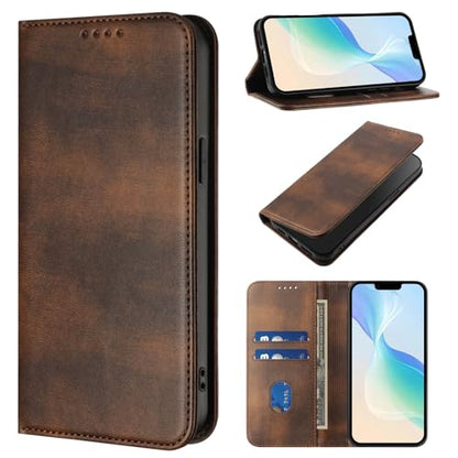 Leather Case Compatible with Galaxy A20E, Magnetic Cover with Card Slots Bumper Phone Case Leather Purse Scratch Resistant Case mit Stand Function Slim Case Compatible with Samsung Galaxy A20E/A10E - color: Brown