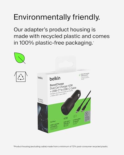 Belkin BoostCharge 42W Car Charger with USB-C to C Cable - style: Car Charger + USB-C Cable