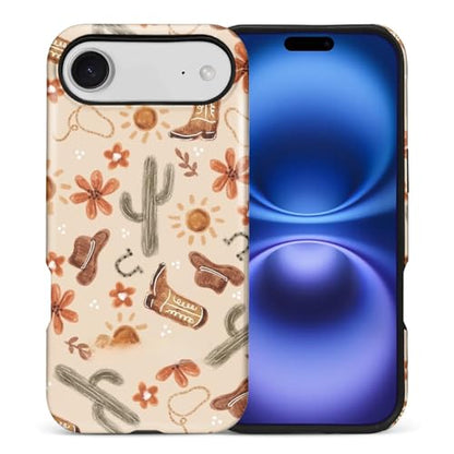 ZHEGAILIAN Case Compatible with iPhone 17 Air,Hybrid 2-Layer Hard Shell for Girl Boy Women Men,Denim Boots Cactus - color: Denim boots cactus, size: iPhone 17 Air