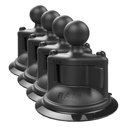 RAM MOUNTS Twist-Lock Suction Cup Base with B Size 1" Ball, Windshield & Dash Mount Base for RAM Device Holders RAP-B-224-1U (Pack of 4) - size: B Size 1" Ball (Pack of 4)