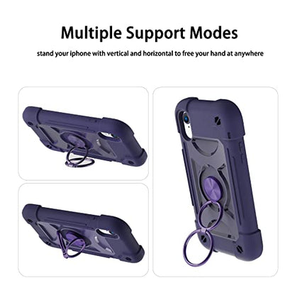 MARKILL Compatible with iPhone XR Case 6.1 Inch with Ring Stand, Heavy-Duty Military Grade Shockproof Phone Cover for iPhone XR 6.1. - color: Deep Purple, size: iPhone XR 6.1"