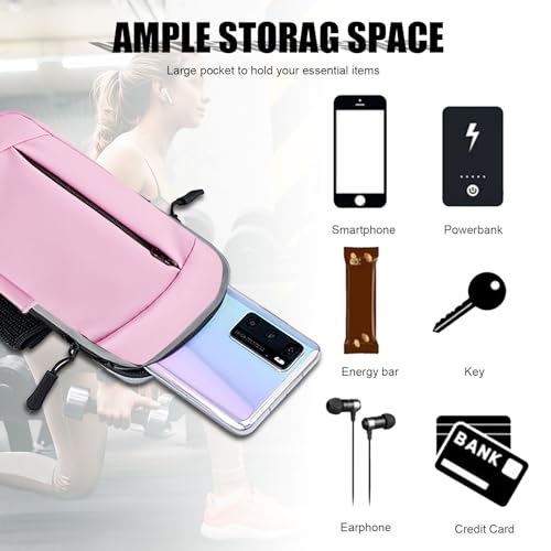 Phone Holder for Running Armband Cell Phone Holder for iPhone Armband 11 12 13 14 15 16e 16 17 Pro Max Xs Xr X 8 Plus Galaxy Ultra S26 Pouch,Exercise Sports Arm Band Sleeve Bag Fit Women Kids - color: 08-Pink
