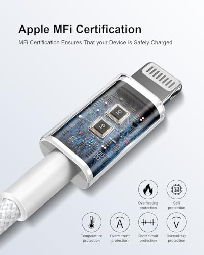 USB to Lightning Cable 3ft 2pack, Apple MFi Certified iPhone Charger Cord Lead Nylon Braided Car Fast Charging Lightning Cable Apple Charging Cord for iPhone 14 13 12 11 Pro Max XS X 8 7Plus 6 SE iPad - size: 1M+1M