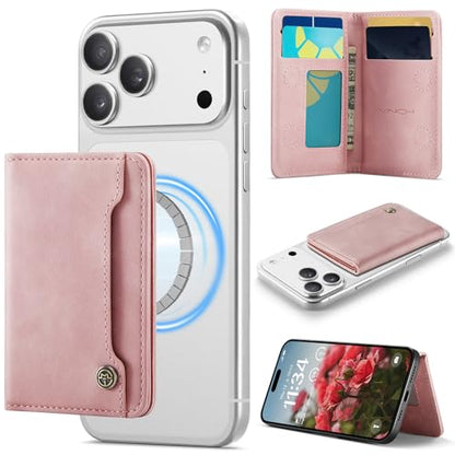 Vinich for MagSafe Wallet Magnetic RFID Blocking Card Holder, Rose Pink - color: Rose Pink
