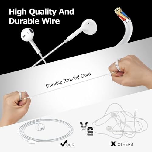 Wired Headphones for iPhone, 2-Pack Earbuds with Mic and Volume Control